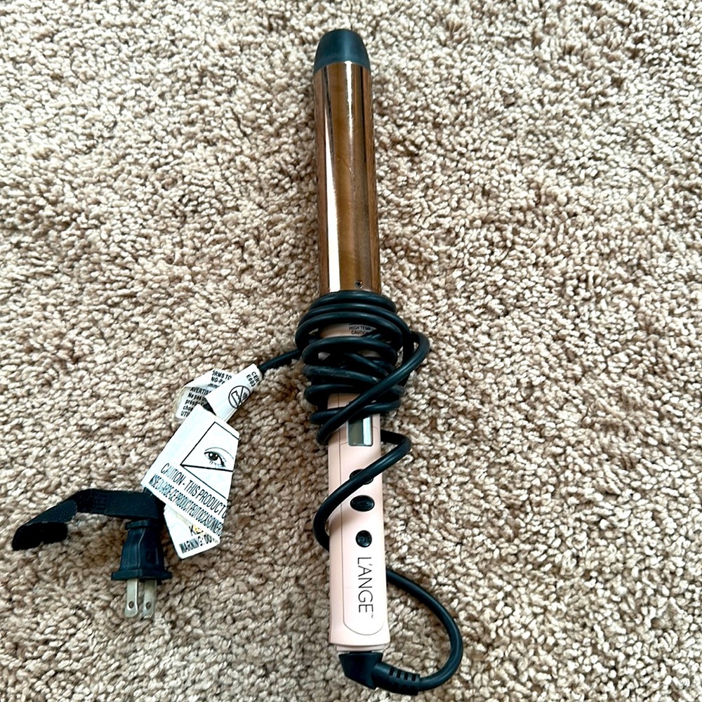 Lange curling iron wand blush pink black titanium